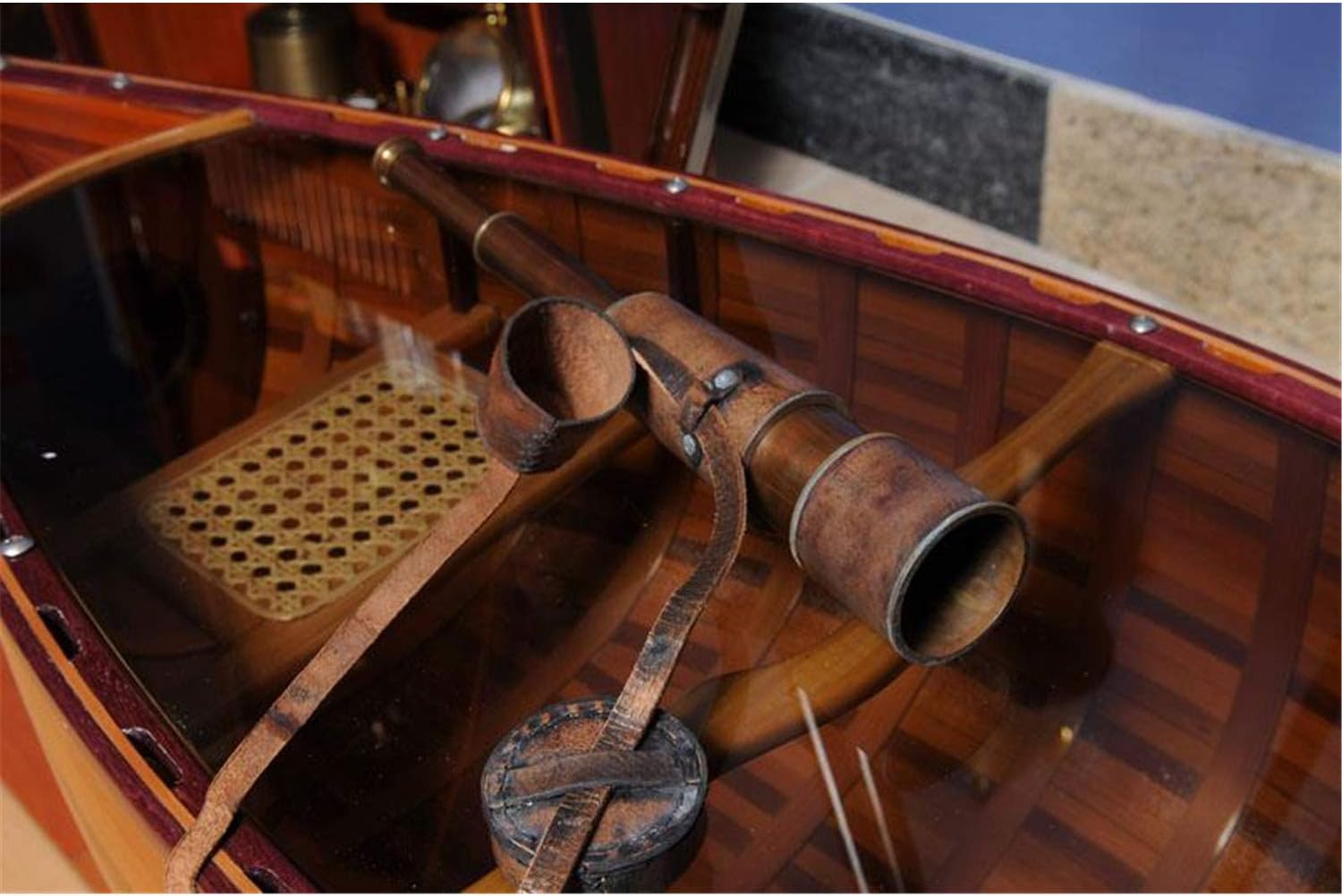 Old Modern Handicrafts Handheld 18" Telescope with Leather Overlay – Magnifying Power 8X - with Antique Brass Leather Overlay – an Elegant Nautical Antique Decor Piece – 15.0L x 2.3W x 2.3H Inches