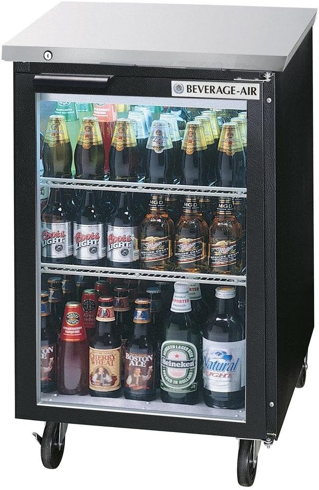 Beverage-Air BB24G-1-B 24" One Glass Door Back Bar Refrigerator 7.8 cu. ft. Capacity Black Exterior and Rear Mounted