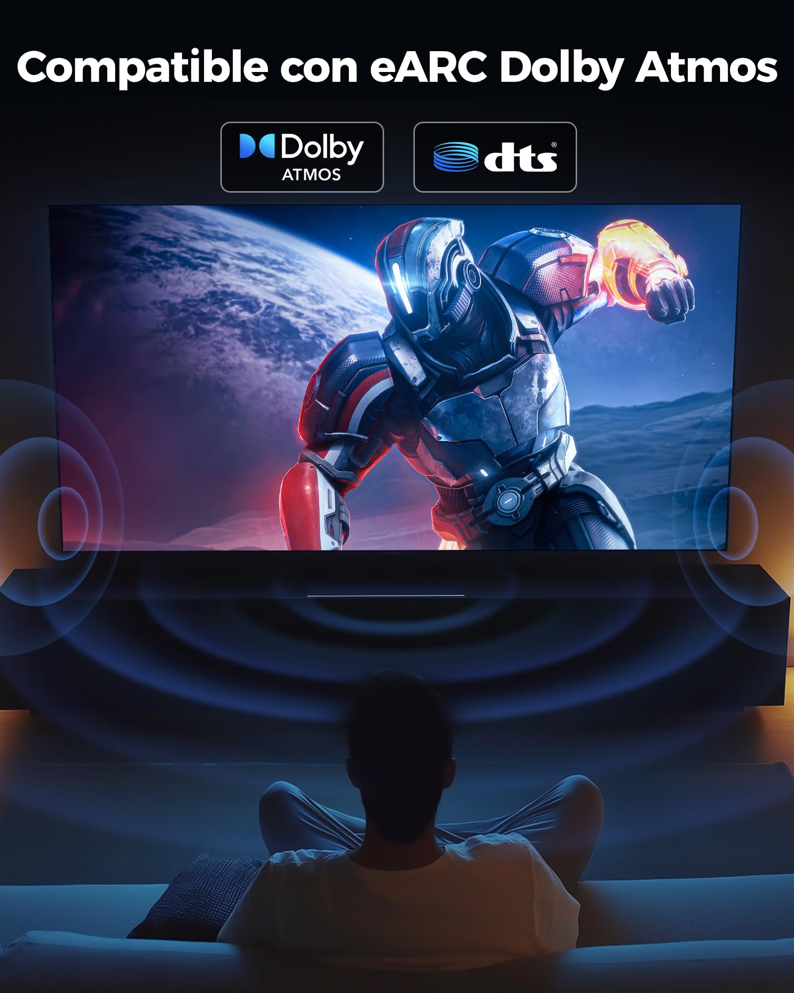 Cratree Cable HDMI 8K Ultra Alta Velocidad Cable HDMI,10K 8K 60Hz 4K 120Hz 48Gbps 2.1,Dolby Vision HDCP 2.3 eARC,Compatible con PS5 PS4 Pro HDTV Blu-ray Monitor 10 metros 1