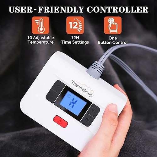 Miniatura 4 de ThermaSnug Manta térmica tamaño individual, manta eléctrica térmica de franela suave súper acogedora, tamaño individual de 62 x 84 pulgadas para