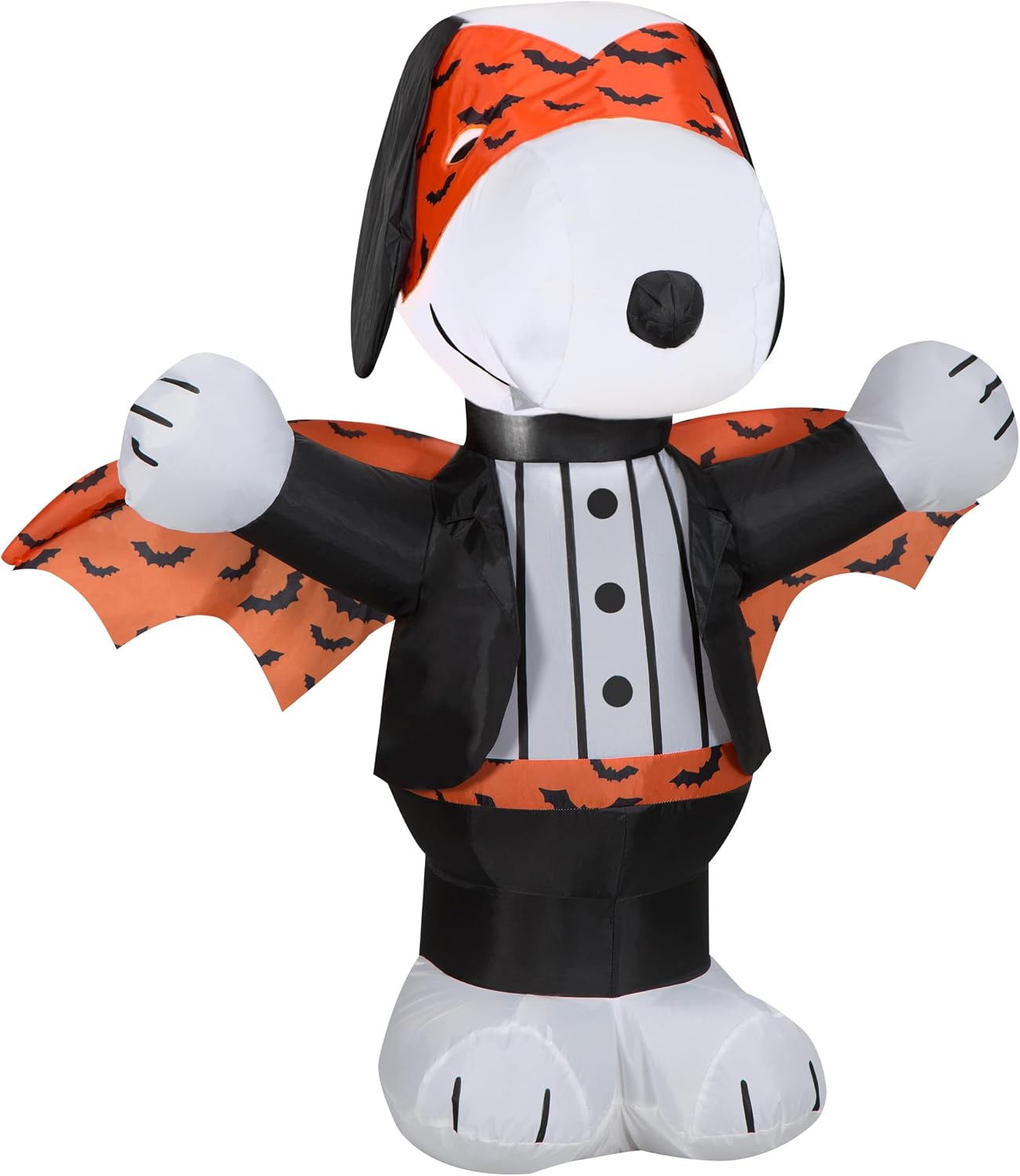 Gemmy Snoopy Halloween Inflatable, 3 Ft Tall Lighted Peanuts Yard Decoration with Orange Vampire Cape and Bat Print, Outdoor Decor