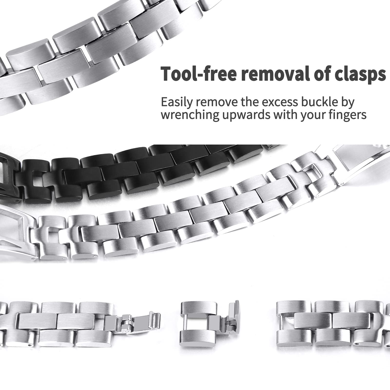 JOYOZY 20mm Watch Bands Compatible with Galaxy Watch 6/5 40mm 44mm/Watch 4 40mm 44mm/Watch 6 Classic 43mm 47mm/Classic4 42mm 46mm/Galaxy Watch 5 pro 45mm/Active2 Watch Bands,Stainless Steel Bracelets