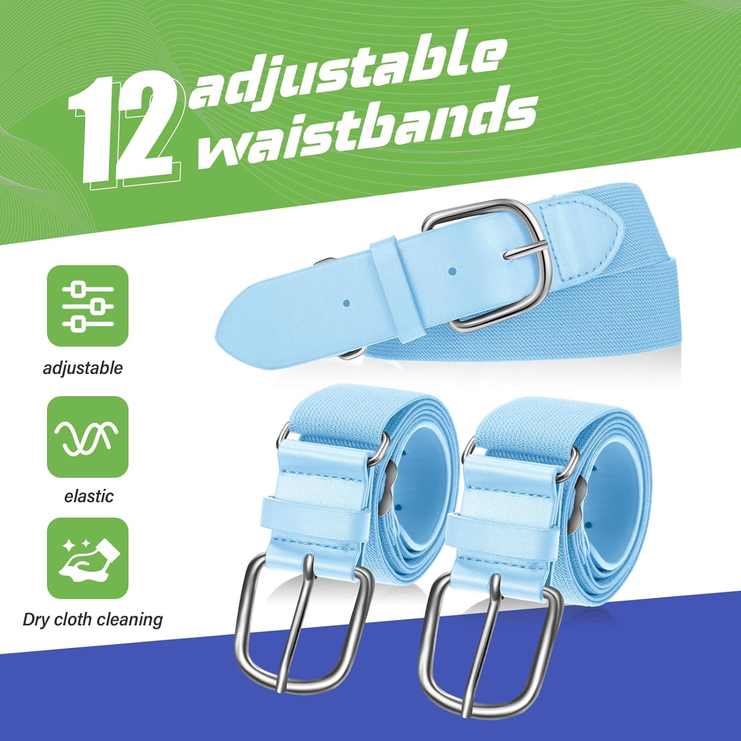 Hercicy 12 Pcs Baseball Belts Softball Belts Bulk for Adult and Youth Adjustable