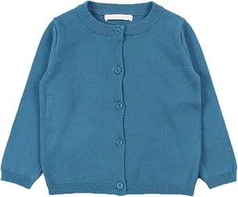 EISHOW 1-6T Toddler Baby Cotton Knit Sweater Little Girls Long Sleeve Crewneck Cardigan Solid Color Button Sweaters Outwear