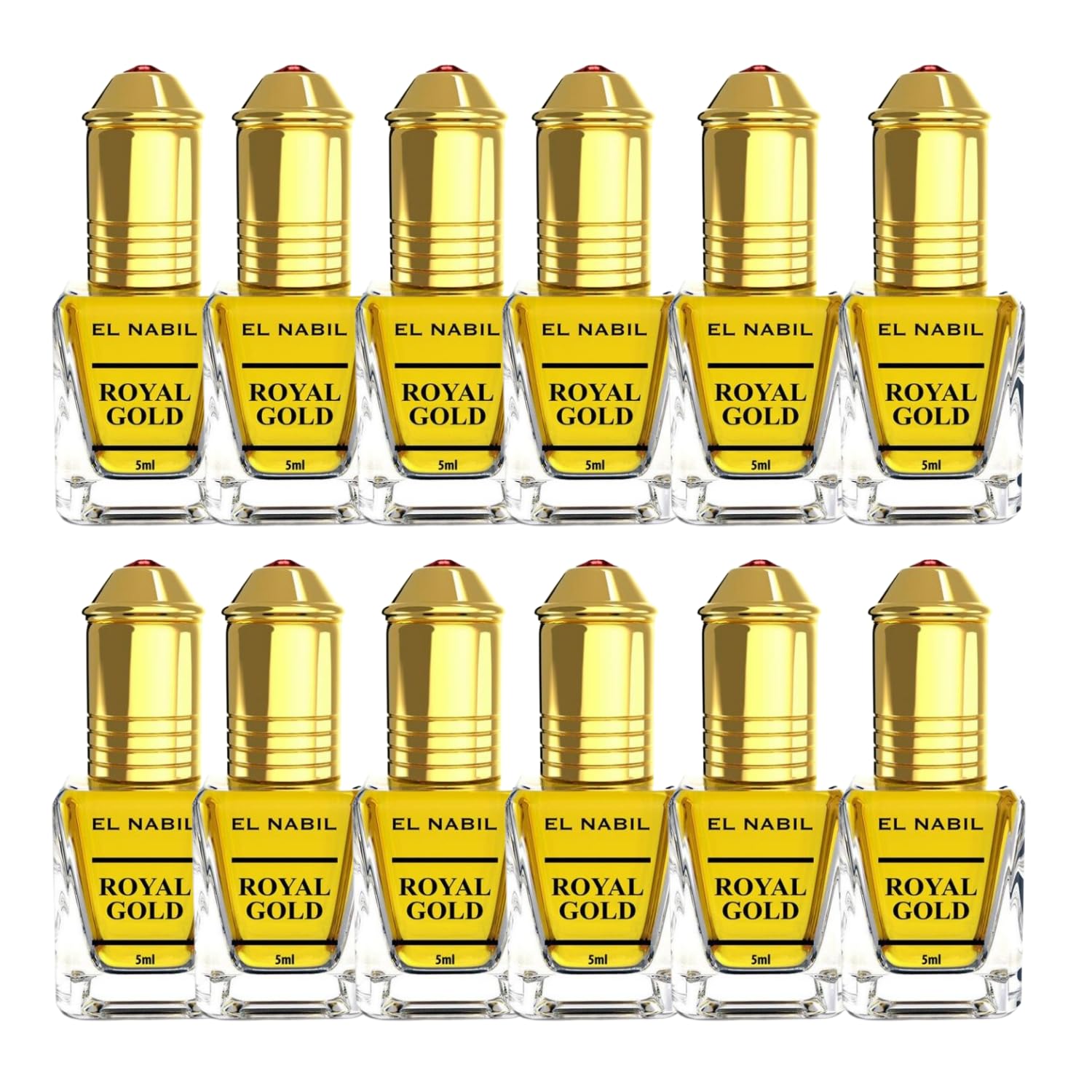 EL NABIL 12 pezzi Royal Gold 5 ml profumo profumo – Misk Musk Musc muschio olio profumato per uomo e donna