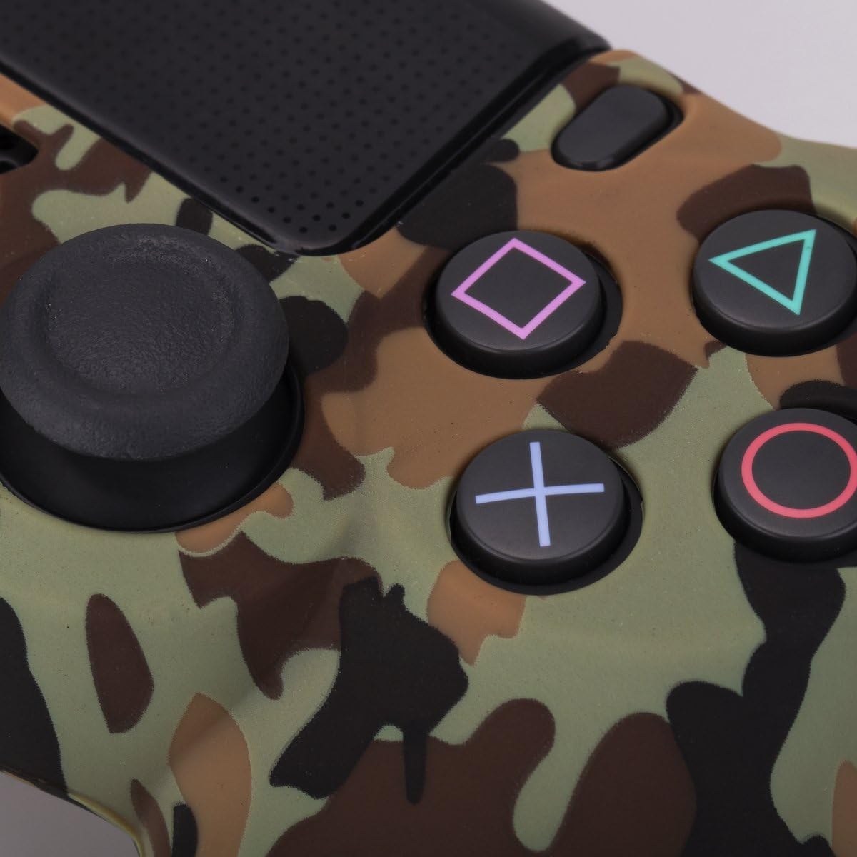 Water Transfer Printing Camouflage Silicone Cover Skin Case for Sony PS4/slim/Pro Dualshock 4 Controller x 1(Desert) with Pro Thumb Grips x 8