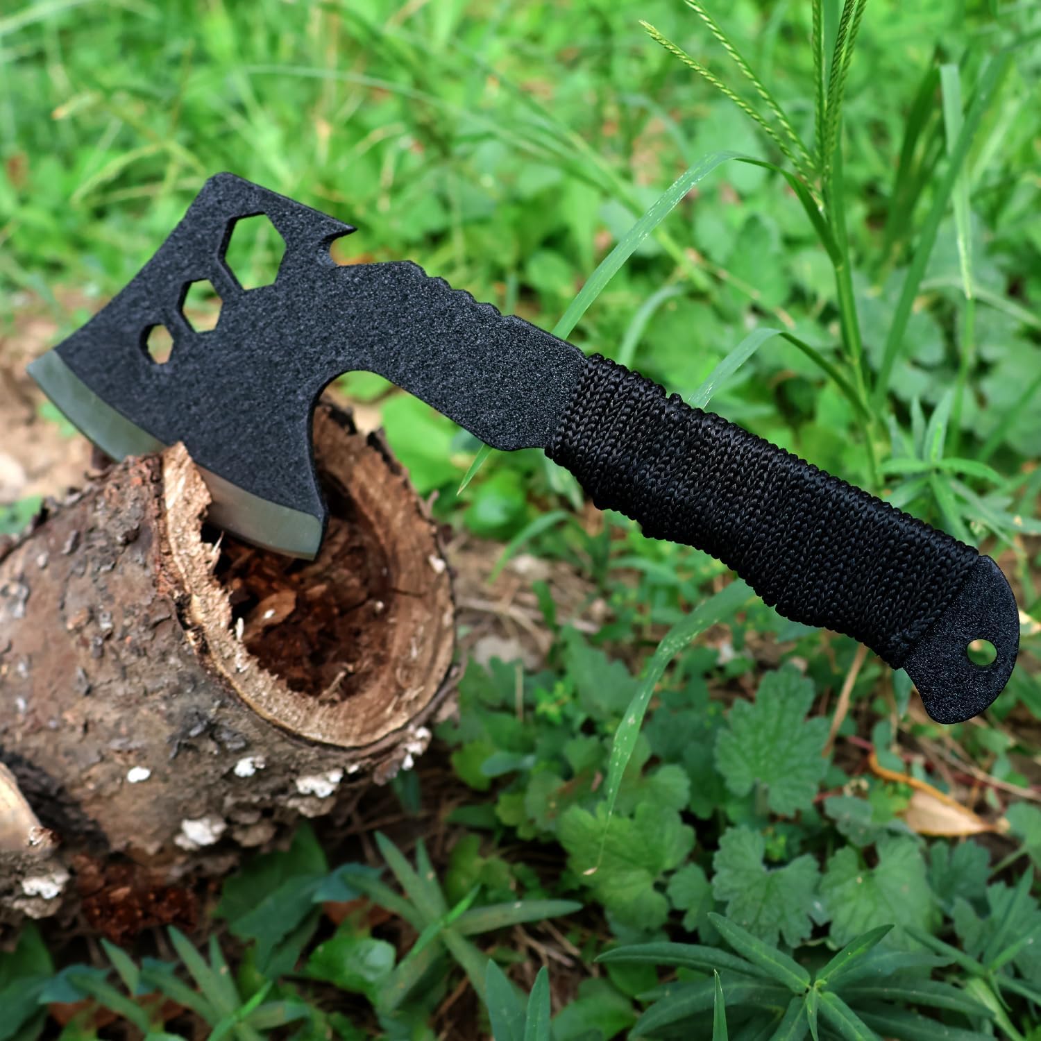 Lightweight Tactical Hatchets Small Camping Backpacking Axe with Nylon Fiber Handle for Bushcraft Outdoor Survival Hiking with Tactical Holes and Detachable Parachute Cord-5 Pack