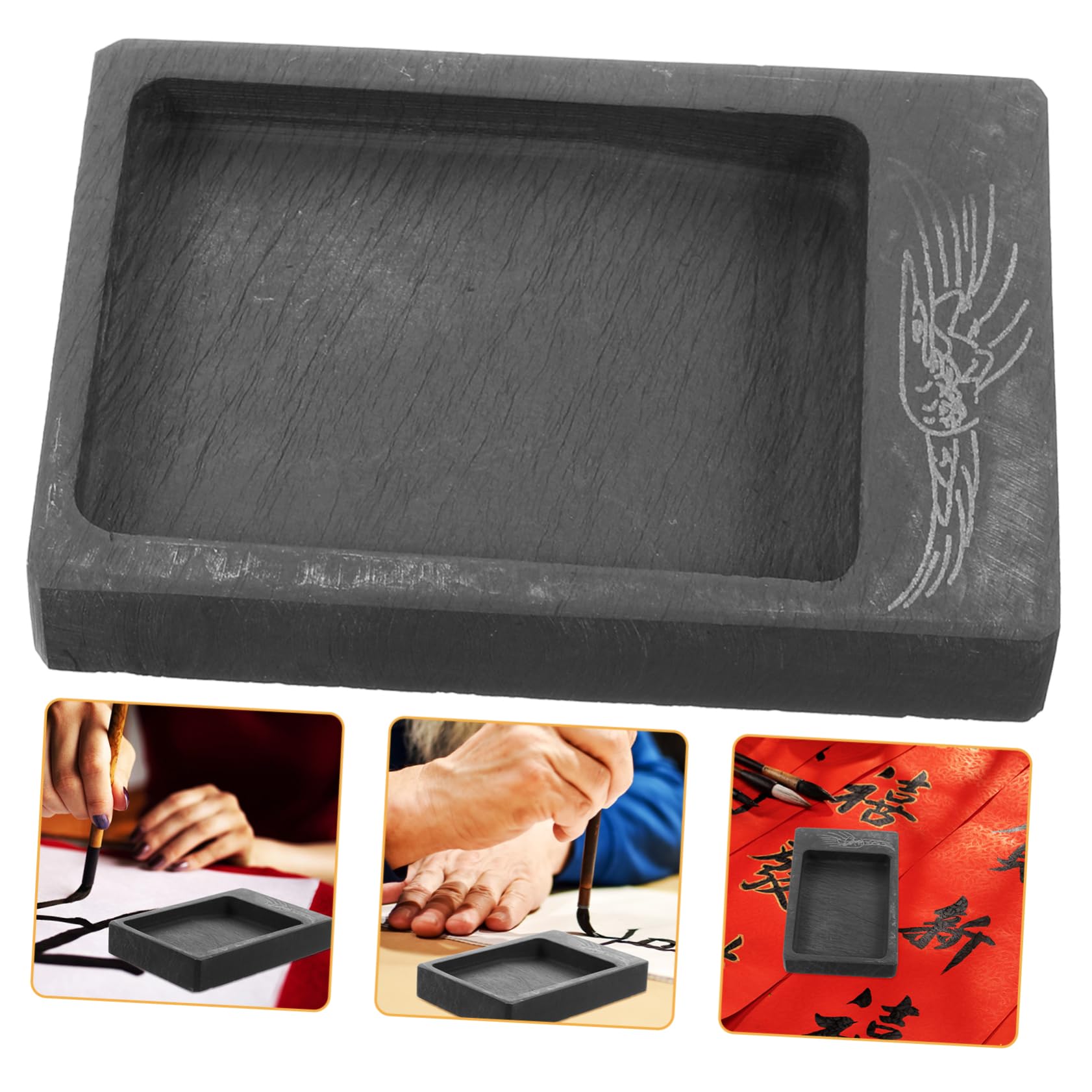 Amazon | Operitacx 迷你砚台 書道用石製練習硯盤 レトロカラー 耐剥離