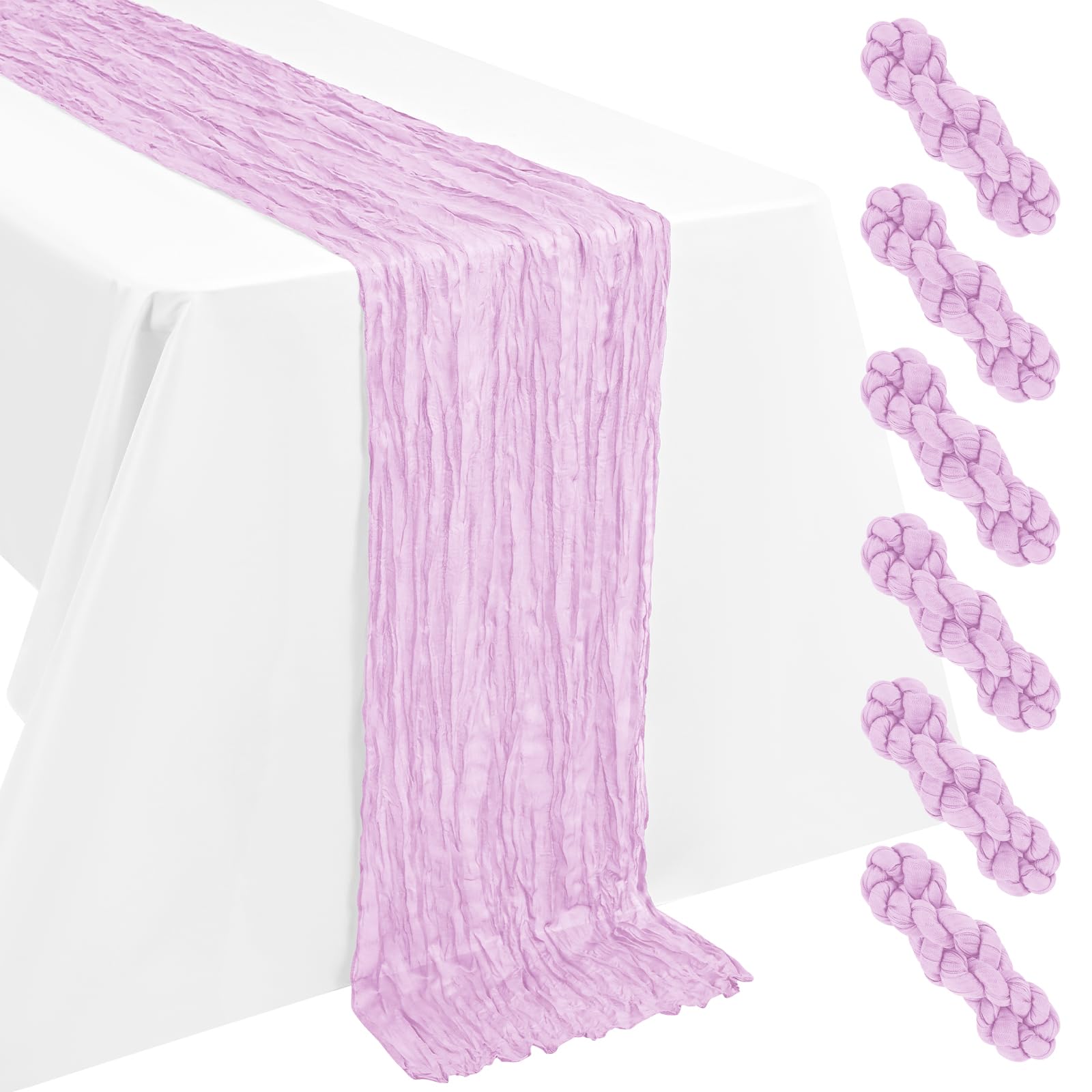 LYAFS 6 Pack Light Purple Table Runner Cheesecloth 55x300cm 10FT Gauze