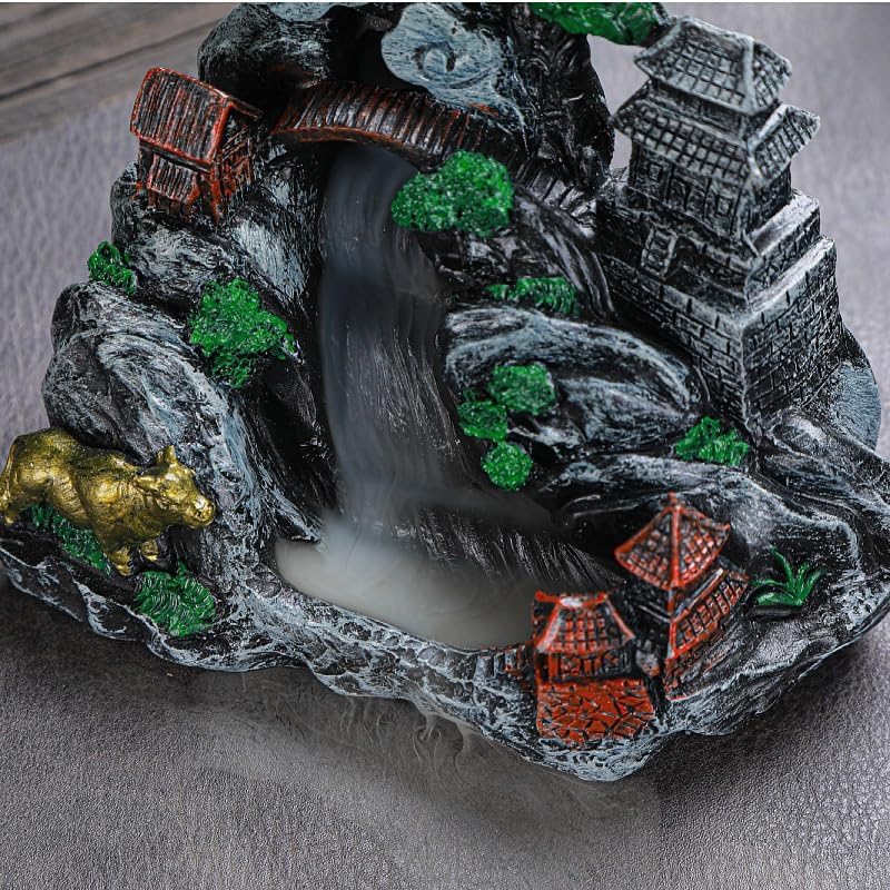 Incense Burner Backflow Incense Burner Creative Handicraft Ornaments Resin Backflow Incense Burner Mountain Stream Incense Burner Incense Stick Holder