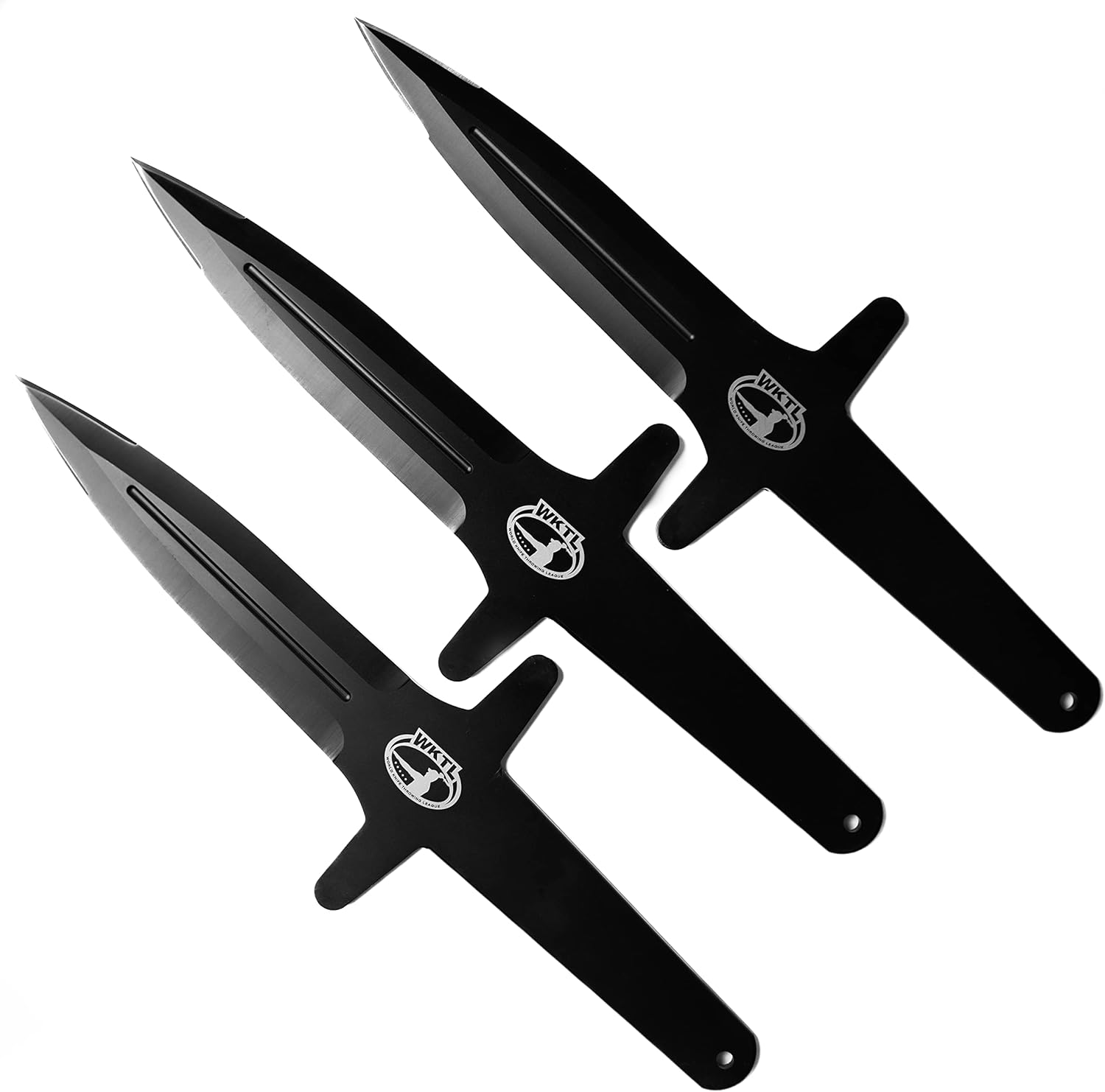 WKTL World Knife Throwing League Merlin Skilled Balanced Throwing Knife Set with Three Knives, Stone Rolled Completed Blade, Full Tang, Stainless Metal, with Premium Nylon Sheath