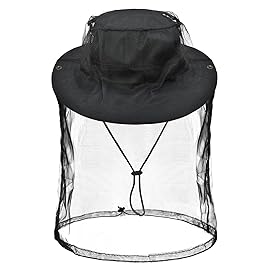Sun Hats for Men Women Bucket Hat UPF 50+ Boonie Hat Foldable UV Protection Hiking Beach Fishing Summer Safari with Removable Head Net Mesh(1pack-Black)