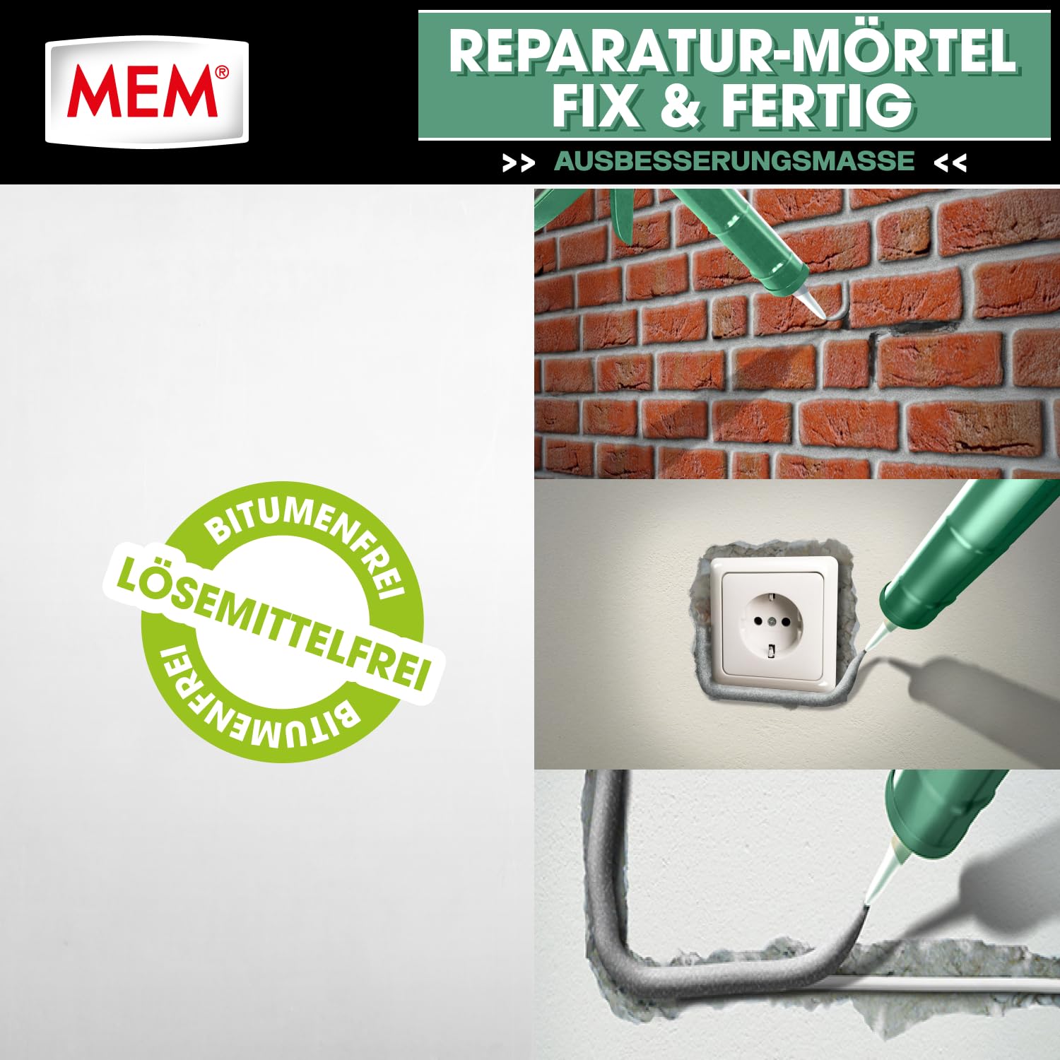 MEM – Malta per riparazione Fix e pronta da 300 ml, Acrilico, Grigio Mem-500600