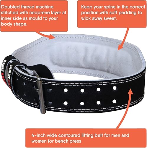 Miniatura 9 de BEAST RAGE Cinturón de levantamiento de pesas de cuero resistente para gimnasio, culturismo, entrenamiento, levantamiento de pesas, orificios