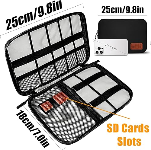 Miniatura 2 de Bolsa organizadora de cables de viaje, accesorios electrónicos, artículos esenciales de viaje, bolsa de almacenamiento para cable, cargador,