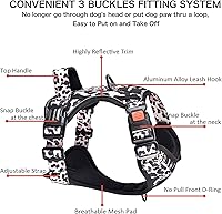 Vista 25 de Petmolico - Juego de arnés para perro sin tirones, 2 correas de sujeción con asa de fácil control, chaleco reflectante para razas pequeñas, arnés