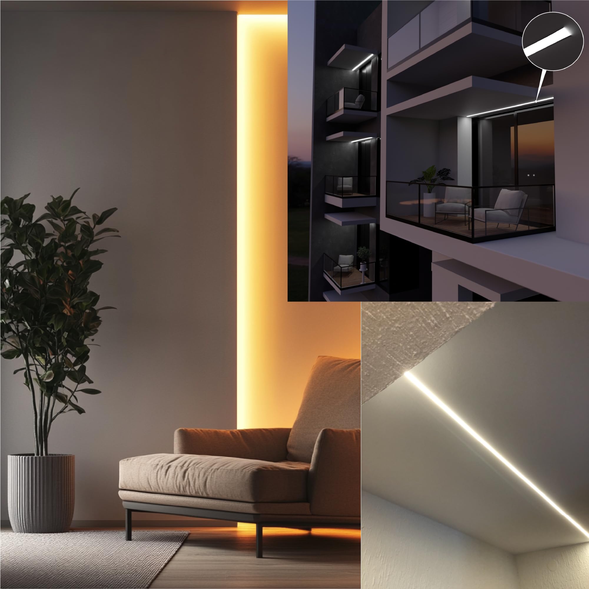 GEEKLUX LED Trockenbauprofil 2 M (5x = 10 M) – U-Profil Aus Alu Mit PC-Diffusor, Für LED-Streifen Bis 15 Mm, Ideal Für Decke & Einbau