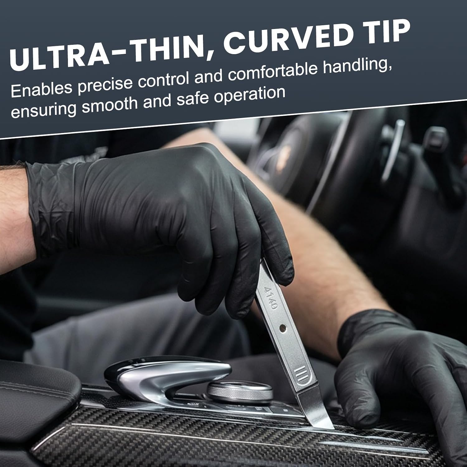 2 PCS 4140 Pry Tool, Scratch-Free Automotive Interior Trim Remover Ultra-Thin Wedge Pry Bar, Universal Durable Steel Panel Removal Tool for Cars Trucks SUVs, Car Accessories
