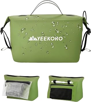 Waterproof Toiletry Bag for Travel, Zipper Styles, 40D Nylon Toiletry Organizer Bags with Shoulder Straps for Men Women, Travel Accessories1 PACK,Green