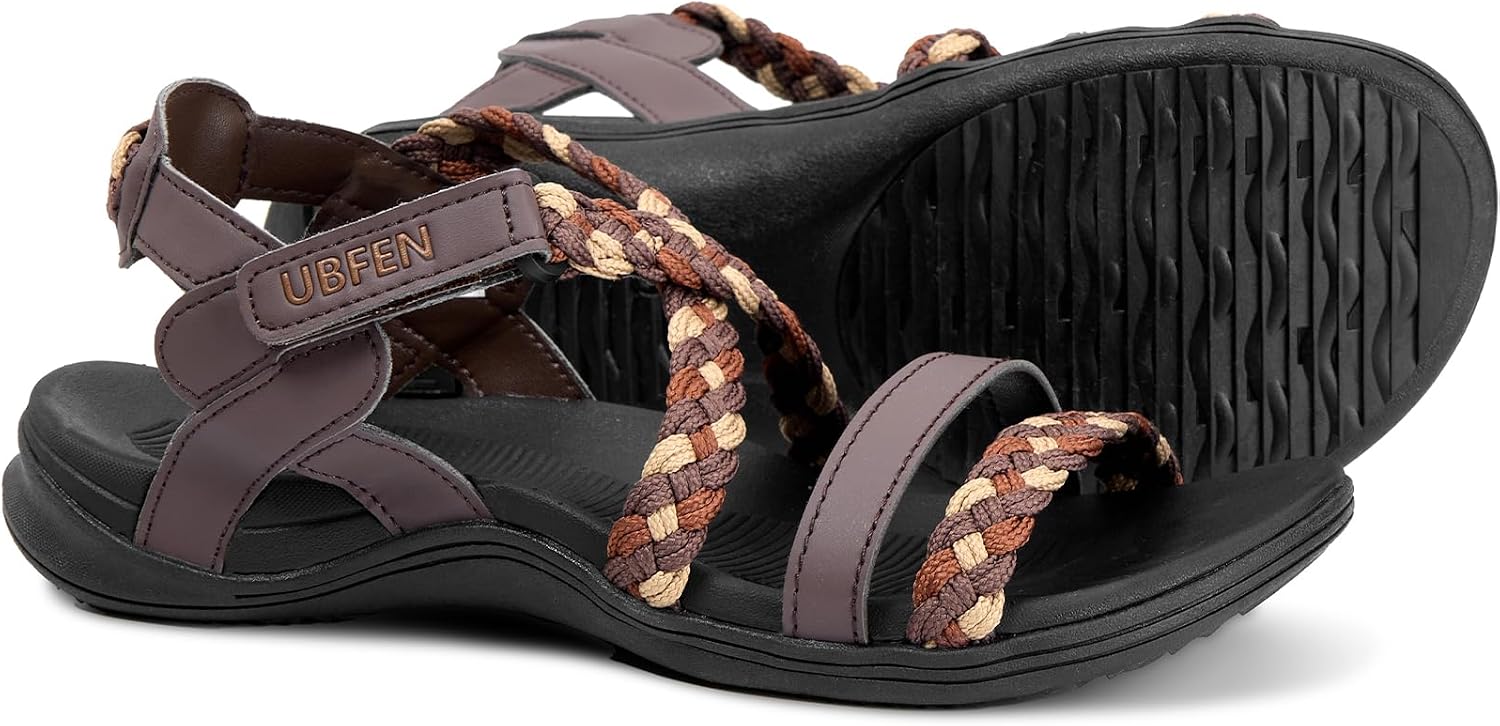 UBFEN Womens Hiking Sandals with Arch Support Comfortable for Walking Sport Water Summer Sandals