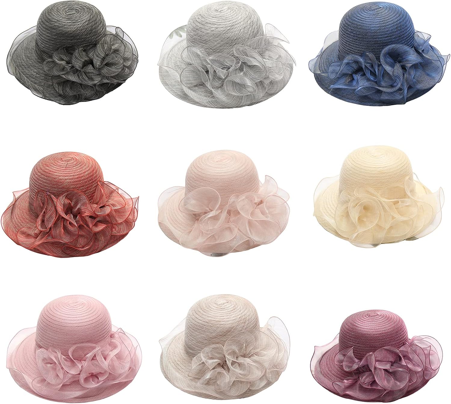 Hat Derby for Women Fascinator Bridal Shower Fascinator Organza Tea Party Wide Brim Sunhat Organza Tea Party for Women