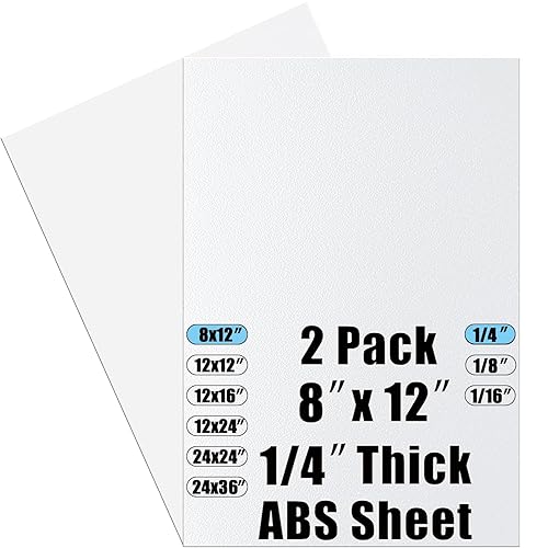 Hoja de plástico ABS blanco de 14 de pulgada de grosor 8 x 12 pulgadas (paquete de 2)