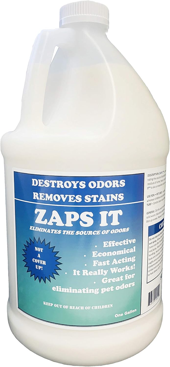 Zaps It Concentrate Pet Odor Eliminator (Each Gallon Makes up to 32 gallons of Solution!) Keep Pet Urine Off Carpets, Rugs - Use in Outdoor Potty Areas Causing Odor Issues (4 Gallons)