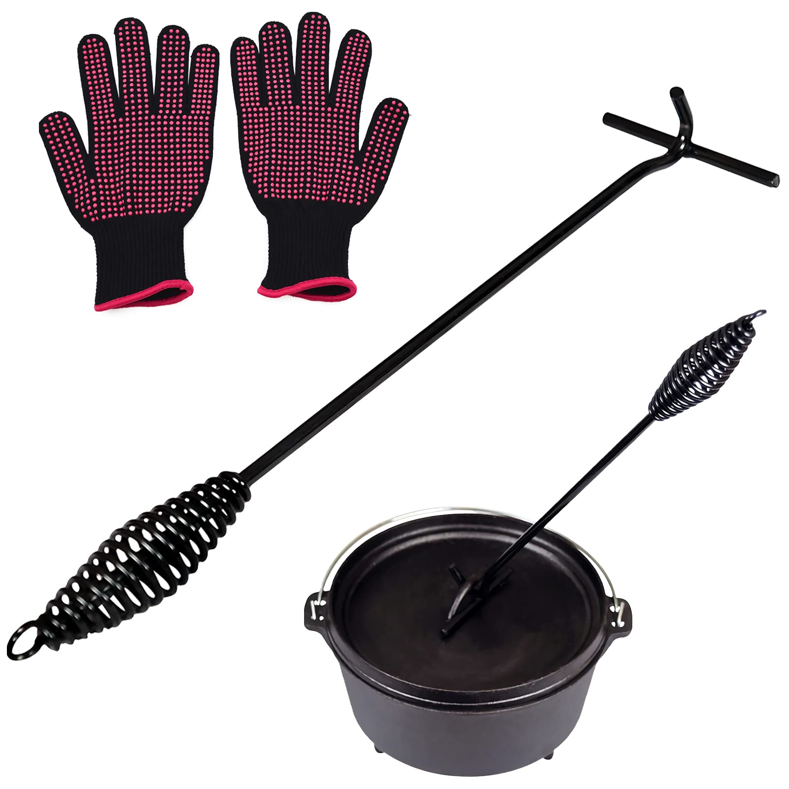 Sollevatore Per Dutch Oven - Griglia E Guanti Per Campeggio - 42 Cm In Ghisa - Per Pentole Da Fuoco - Foto 14