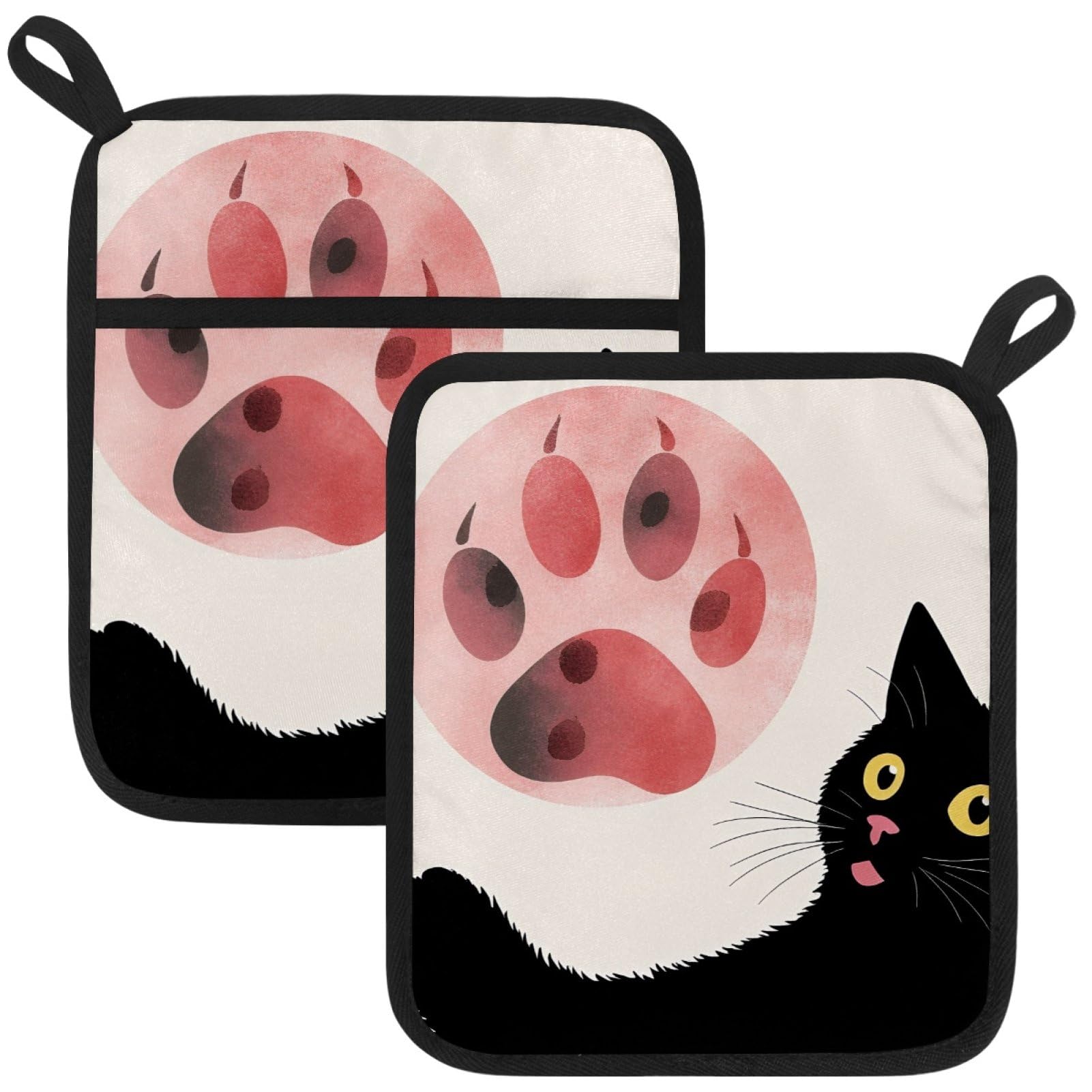 VAPOKF Cat Pot Holder, Heat Resistant Oven Cloths, Potholders & Oven Gloves, for Kitchen Cooking & Baking, Thick & Safe, Protection of Hands From Hot Utensils