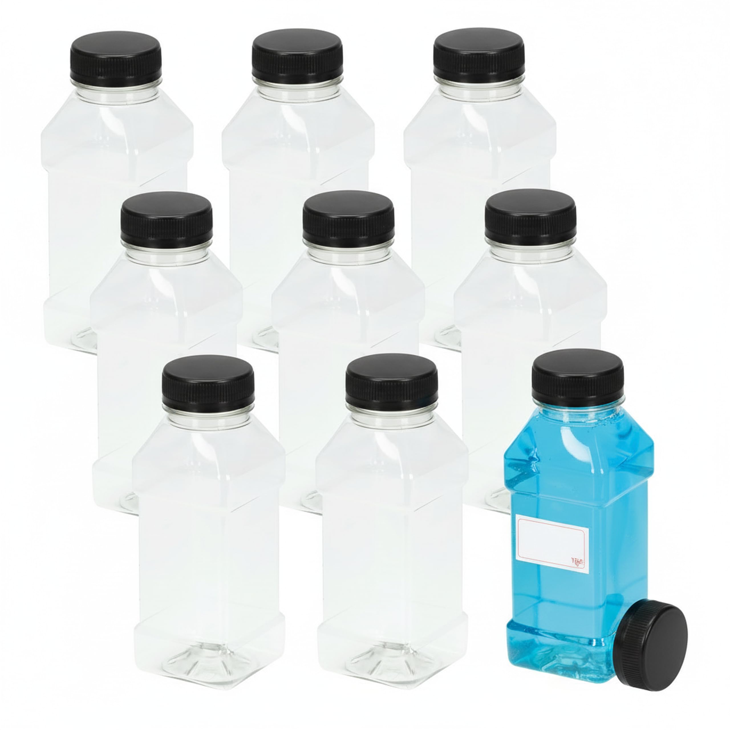 Tec Clear With Black Lids Juice Bottles With Black Lids 250Ml Uk Made (9)
