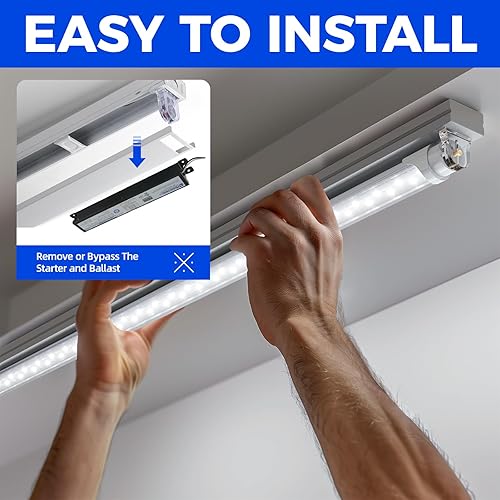 Vista 21 de Barrina Bombillas LED de 8 pies, 44 W, 5500 lm 6500 K, superbrillantes, tubo de luces LED T8 T10 T12, luces LED FA8 de un solo pin, cubierta