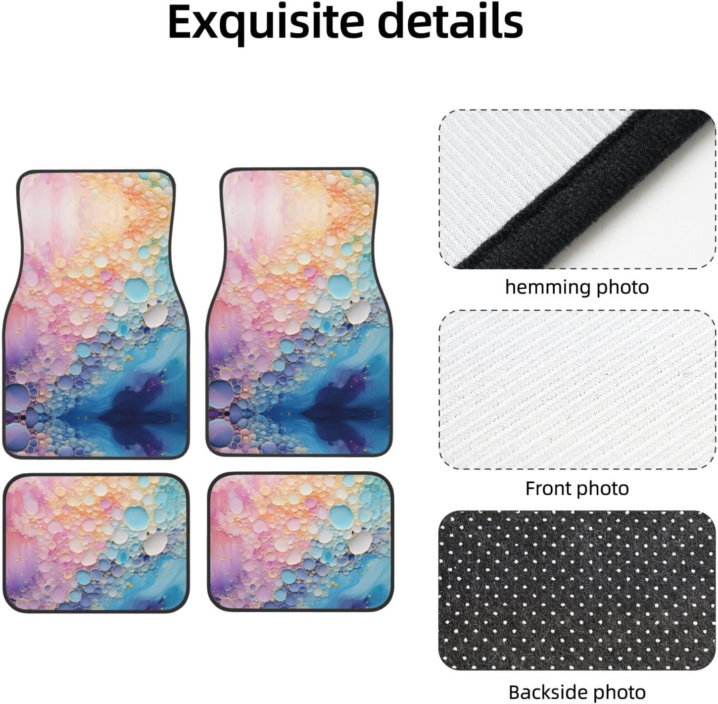 Colorful Blue Marble Patterned car mats 4-piece set | For cars/SUVs/trucks | Firm fit without displacement
