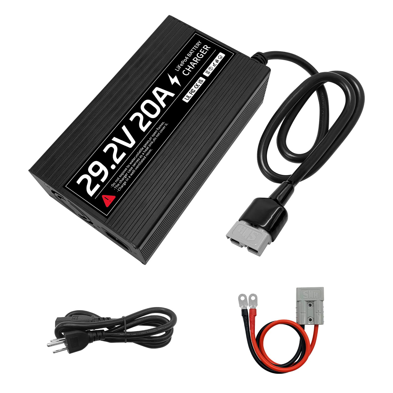 Caricabatterie LiFePO4 da 29,2 V, 20 A, caricatore per batteria al litio da 24 V, funzione precarica e ricarica 0 V, livelli di ricarica CC/CV, adatto per batteria LiFePO4 da 24 V con