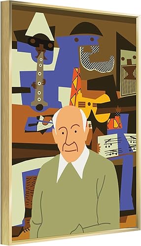 FULL HOUSE Pablo Picasso - Póster de tres músicos, arte de pared para dormitorio, sala de estar (dorado, 16 x 24 pulgadas)