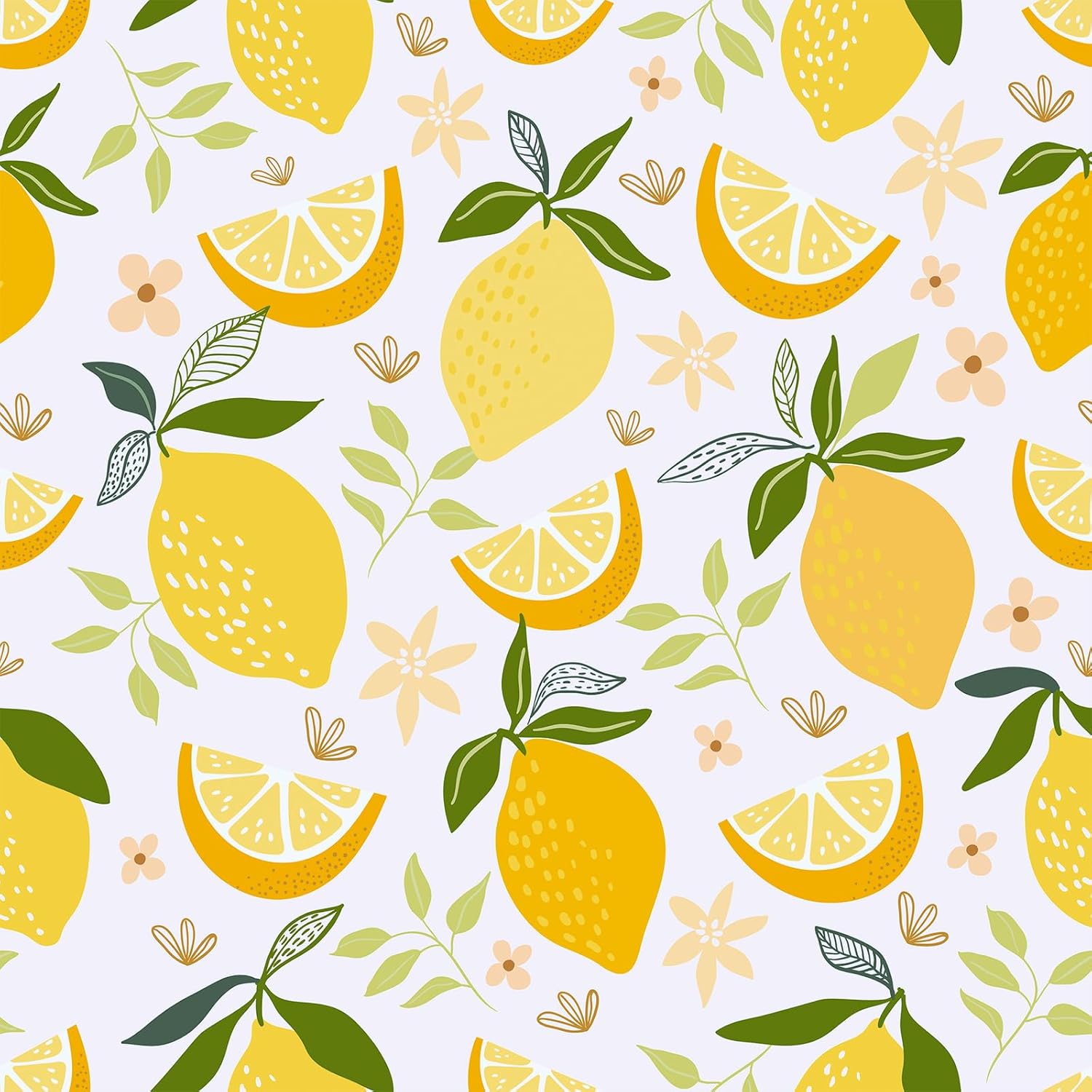 Lemon Wallpaper Stick and Peel 12"x472" Waterproof Floral Citrus Fruit Wallpaper Mural for Kitchen Nursery Bedroom Yellow Lemon Contact Paper for Cabinet Drawer Self Adhesive Removable Vinyl