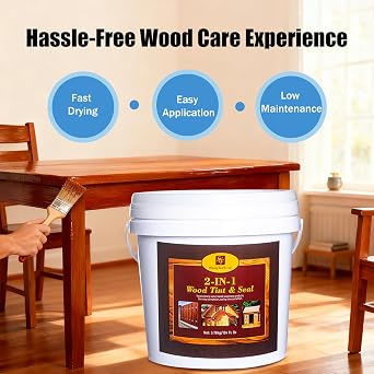 1 Gallon Seal Stain & Sealer & Preservative for Wood, Outdoor Deck and Fence - All-in-One Exterior Wood Stain and Waterproofing Sealant Easy to Apply, UV Protection - Dark Walnut