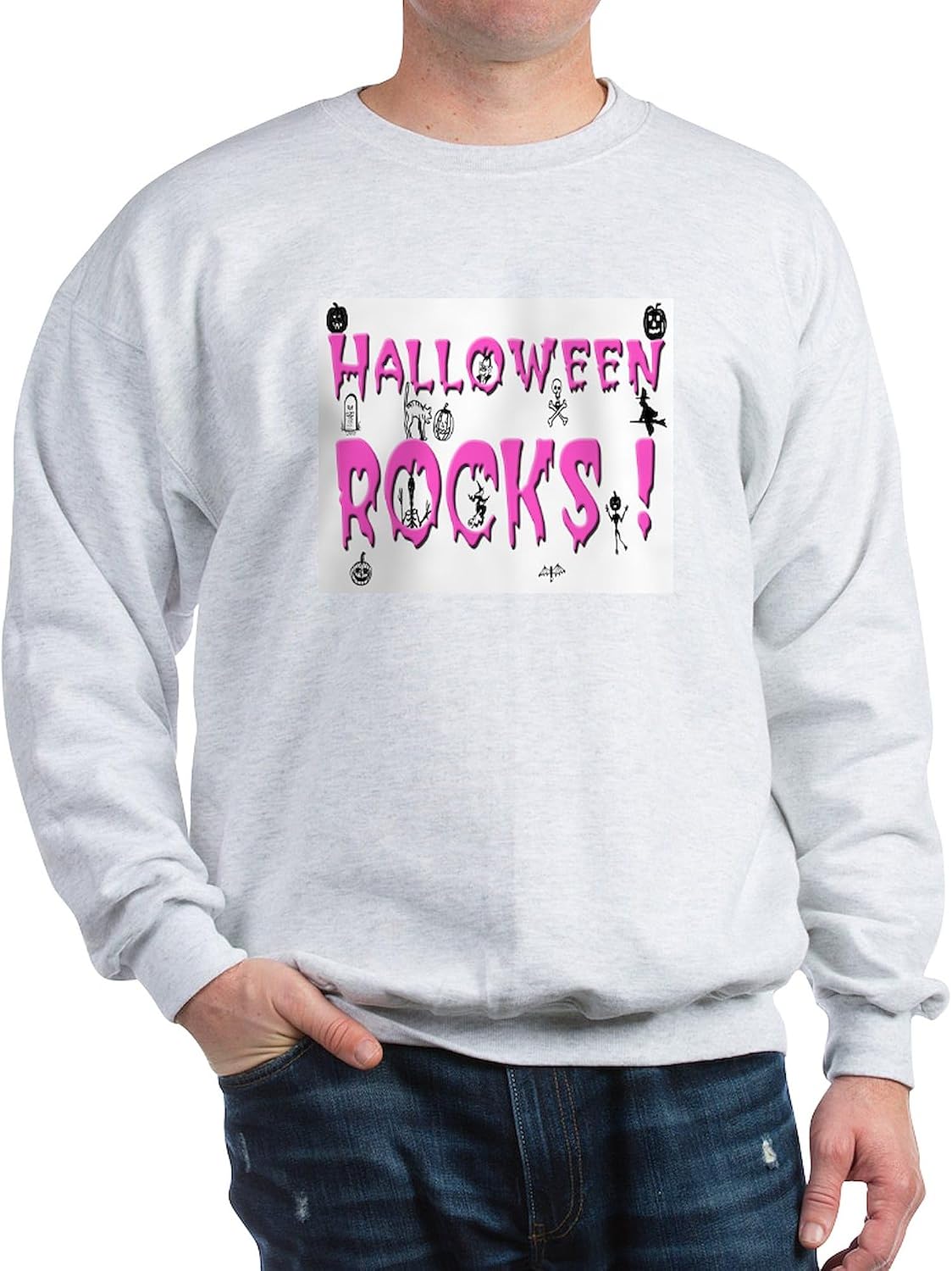 CafePress Halloween Rocks Sweatshirt Classic Crew Neck Light Sweatshirt