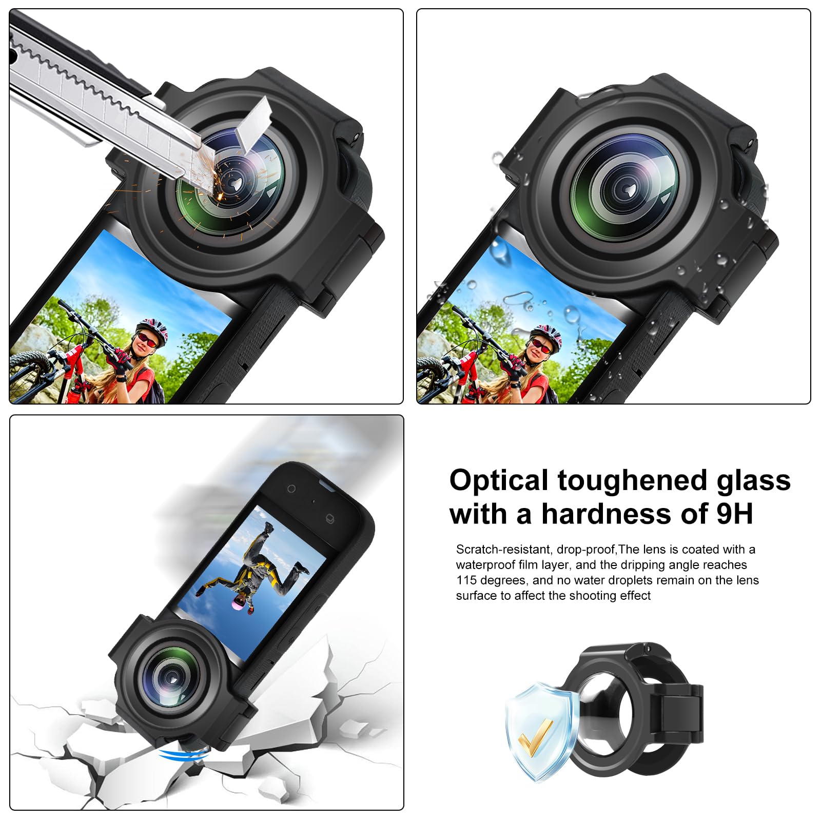 PULUZ Protezione Lenti per Insta360 X3, Copertura Protettiva Accessori Fotocamera ad Alta Trasmittanza Alta Definizione Nero