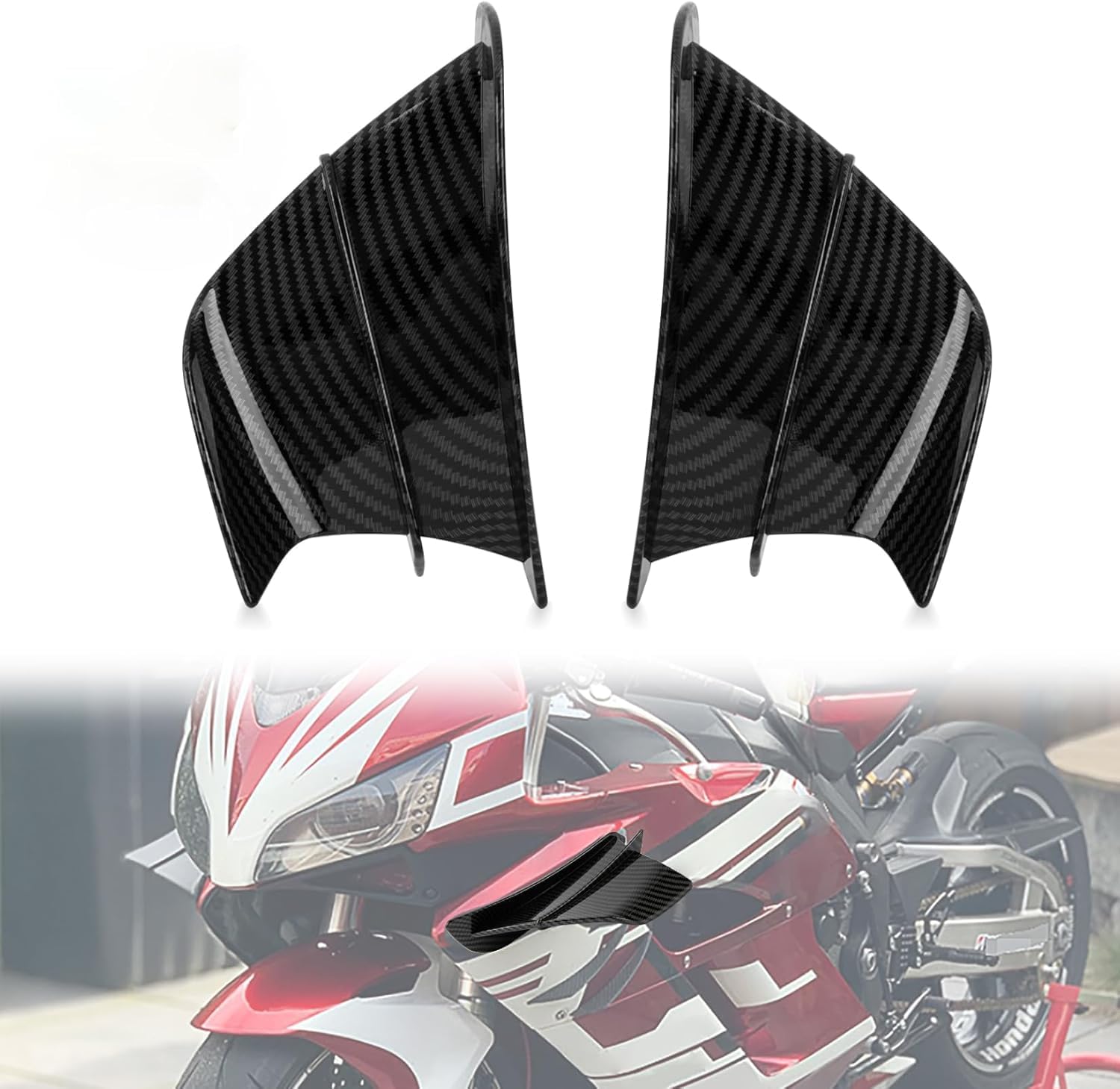 Motorcycle Fairing Winglets, PSLER Universal Wing Spoiler Carbon Fiber ABS Side Fairing Wings for Motorcycle Scooters Bike Modification