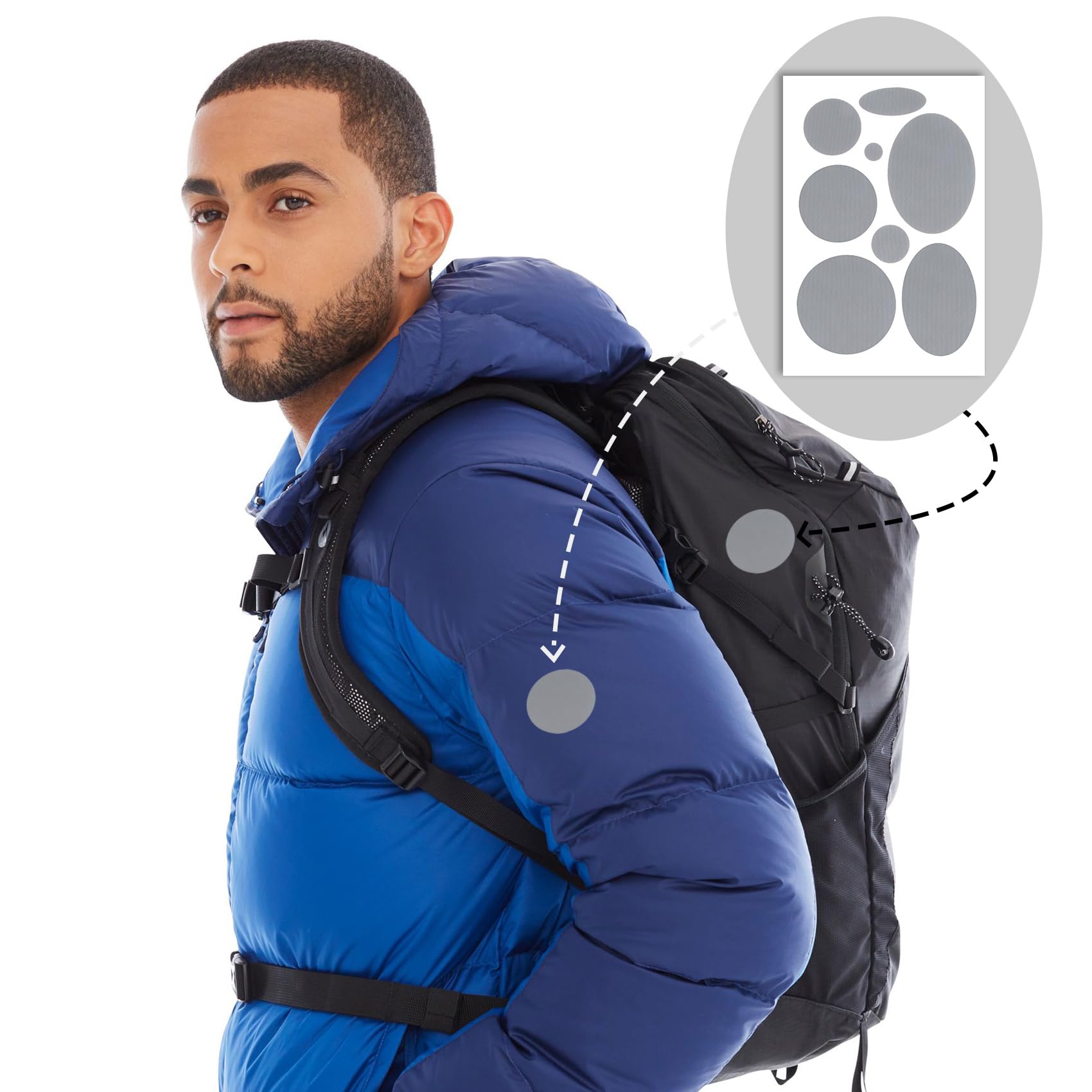OIIKI Juego de 40 parches de reparación de chaquetas de plumón, parches de reparación de tela de nailon, autoadhesivos, impermeables, para chaquetas, abrigos, ropa, tienda de campaña, sacos de dormir,