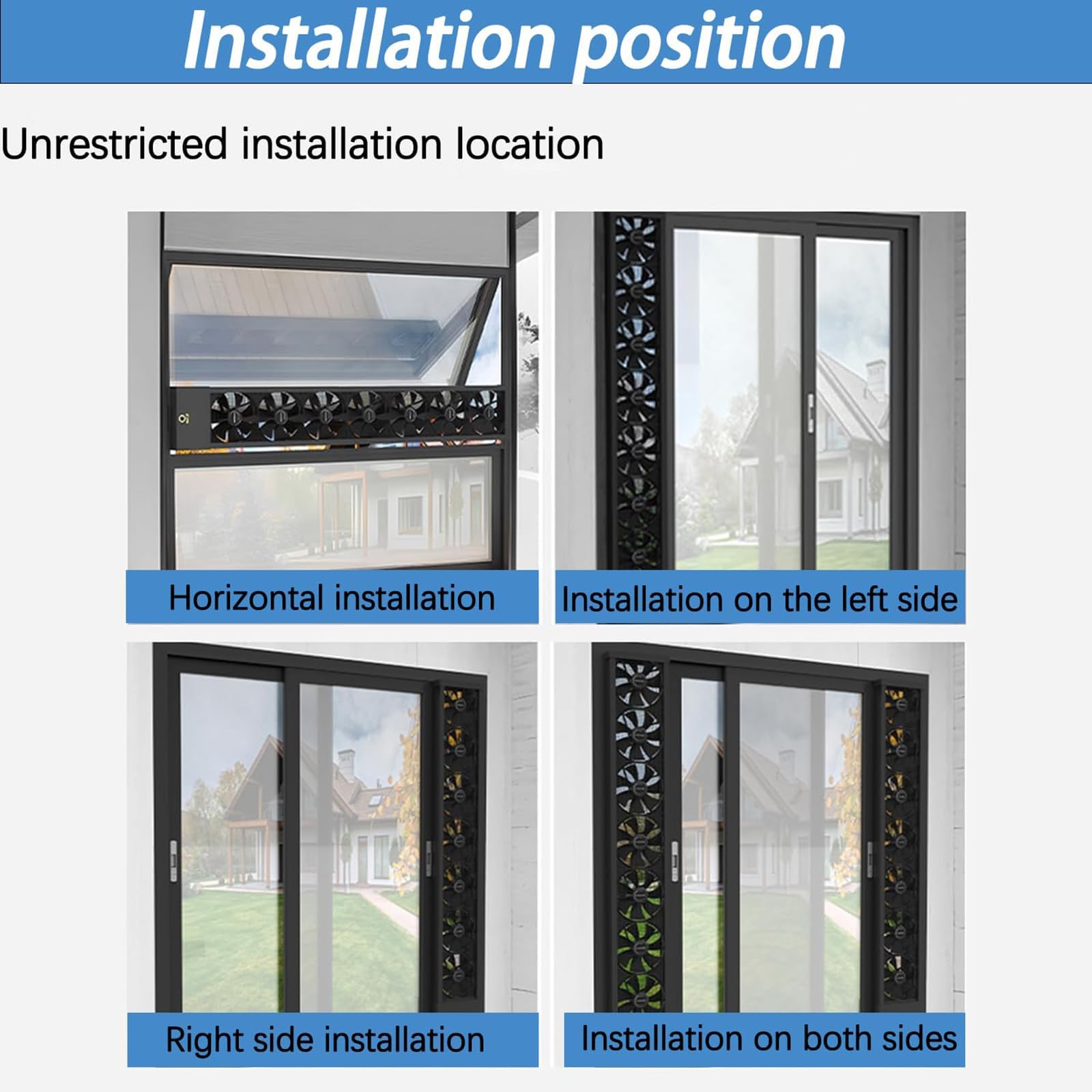 Einziehbarer Fensterlüfter, horizontale Fenstermontage ohne Bohren, vertikale Lüftungsanlage für Zuhause, Drehzahl einstellbar 0–2800 U/min, für Küche und Schlafzimmer, Weiß, 115–120 cm