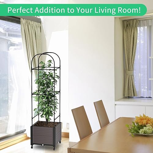 Miniatura 7 de DoCred Jardinera elevada con ruedas, jaula de tomate con enrejado para trepar vegetales, jaula de tomate, uso en interiores y exteriores