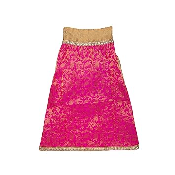 Lulala ETHNIC Wear Female Dog Dress Brocade Wedding Coat Jacket Dress with sequence lace gota patti Dress Festive Indian Wear Pet Clothes for Wedding Diwali Party Doggy Gown Puppy Outfits Cat Apparel(Magenta,S)