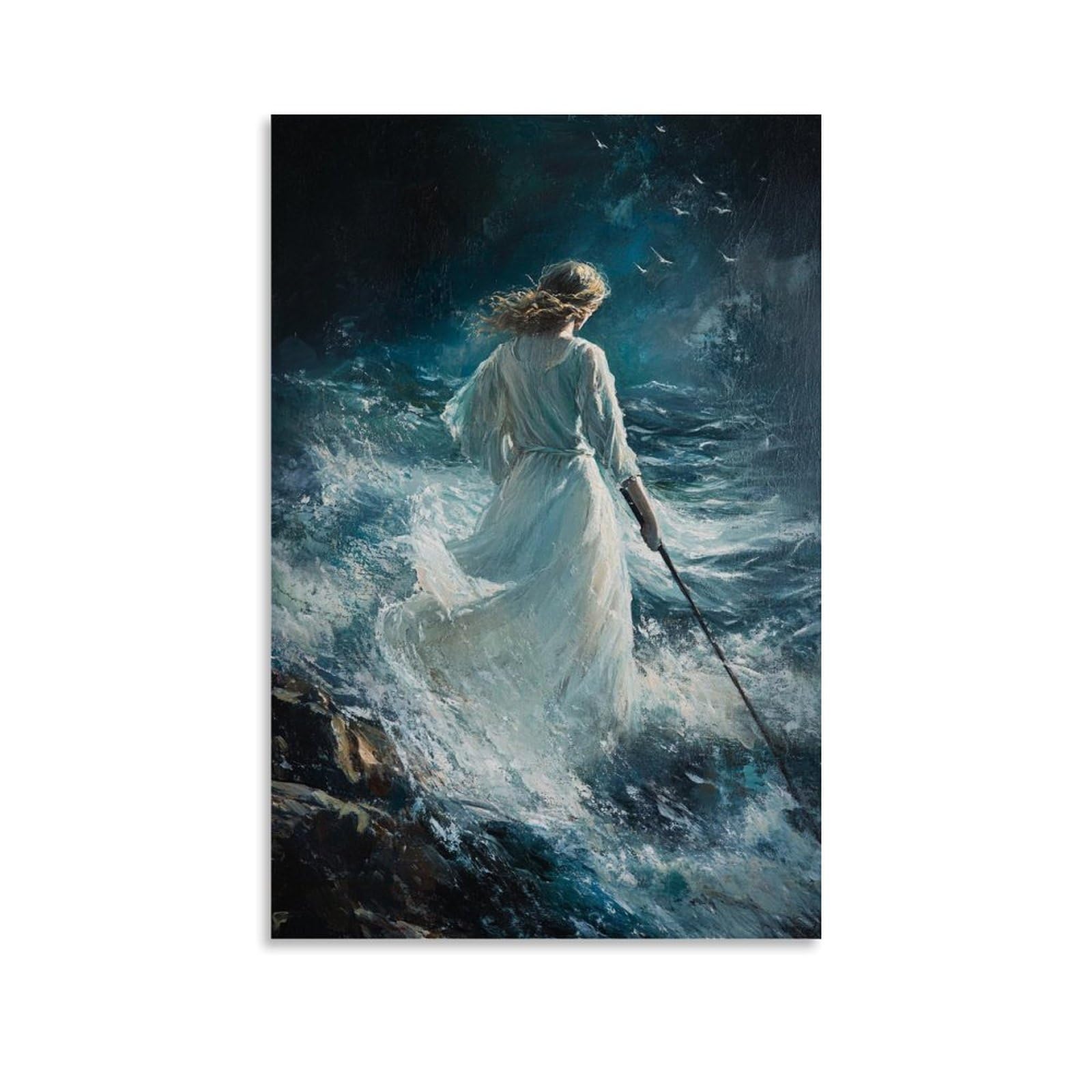 ZLLJXFZZ A Fisherman Sees Mary Walking Across The Sea, And Though He Tells No One, He Never Doubts Again. Wall Art Mural Modern Decoration Hanging Art Poster 20x30inch(50x75cm)