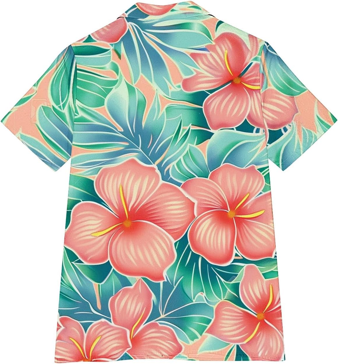 Summer Hawaii Shirts for Women Cool Floral Tropic Print V Neck Tops Button Up T-Shirt Trendy Beach Vacation Blouse
