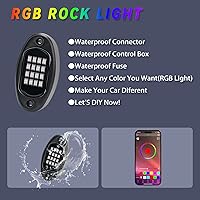Vista 3 de 4 vainas RGB LED Rock Lights, kit multifunción de neón bajo el brillo del coche luces LED de roca intermitentes modo de música rueda luz debajo