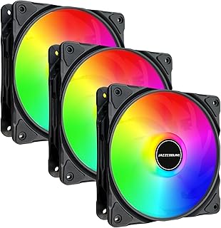 JAZZCOOLING RGB Fans 120mm Case Fan 3 Pack PC Case Fans, FM-120 High Performance Quiet RGB PC Fans 120mm Fan, with Hydraulic Bearing - Low Noise Computer Fans for PC Case