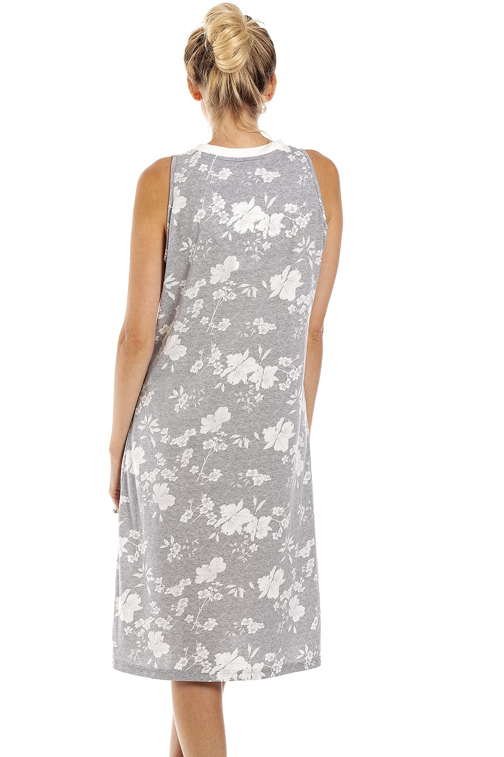 Camille Jolie Chemise de Nuit Florale pour Femme – Robe de Nuit légère sans Manches – Vêtements de Nuit Confortables et Respirants avec Patte de Boutonnage
