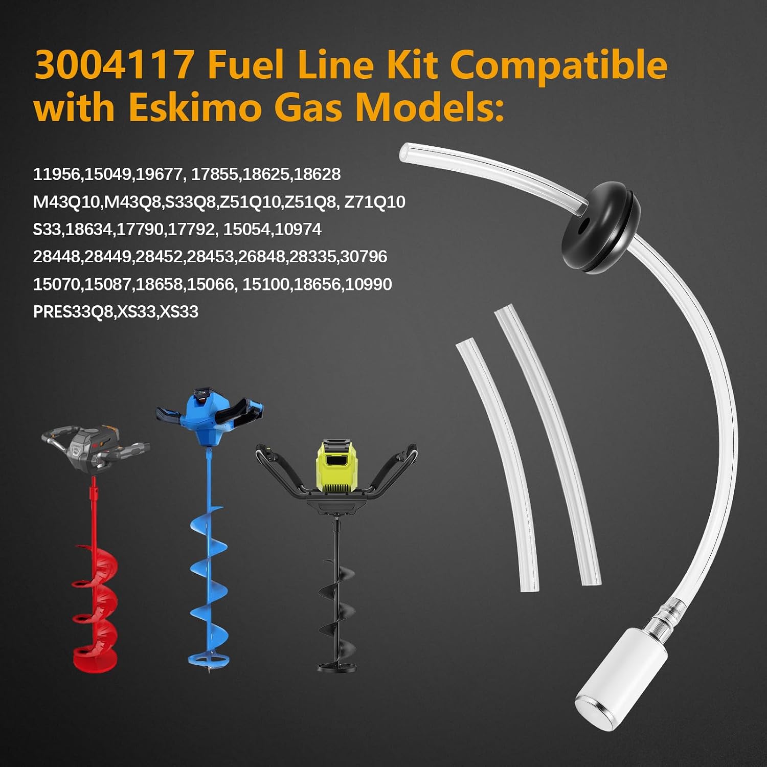 3004117 Fuel Line Kit with Grommet & Fuel Filter, 3004103 Fuel Hose Filter Compatible with Eskimo Gas Ice Augers Model S33 11956 15049 19677 17855 18625 18628 M43Q10 M43Q8 S33Q8-2 Set