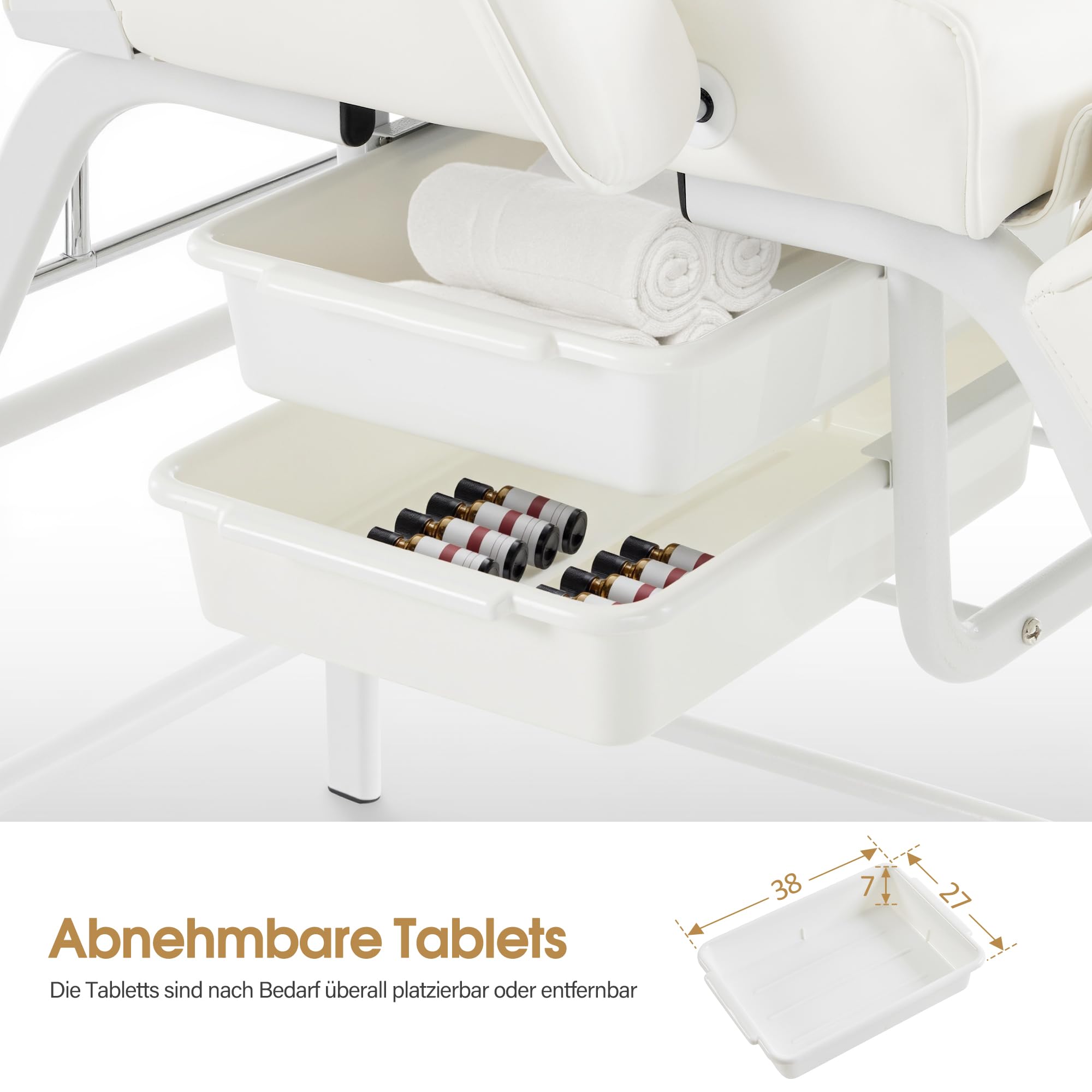 Barberpub Kosmetikliege Klappbar, Massageliege 80cm breit, behandlungsliege Wimpern, Tattoo Liege für SPA Salon, Verstellbare Handstütze für Kosmetiker 185x80x90 cm 0726 (Weiß/PU)